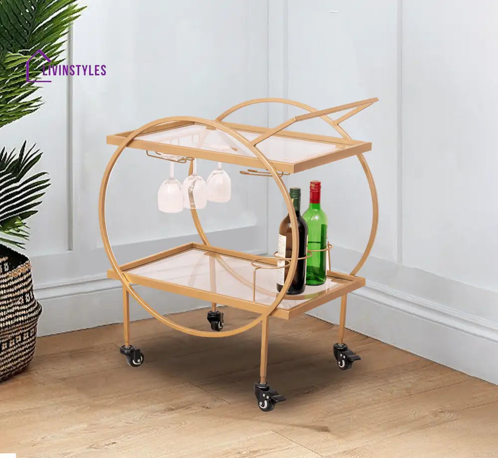 Alma 2-Tier Clear Glass Bar Trolley Trolleys