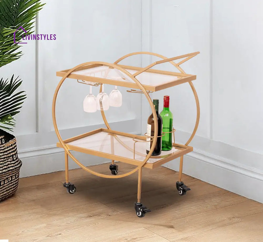 Alma 2-Tier Clear Glass Bar Trolley Trolleys