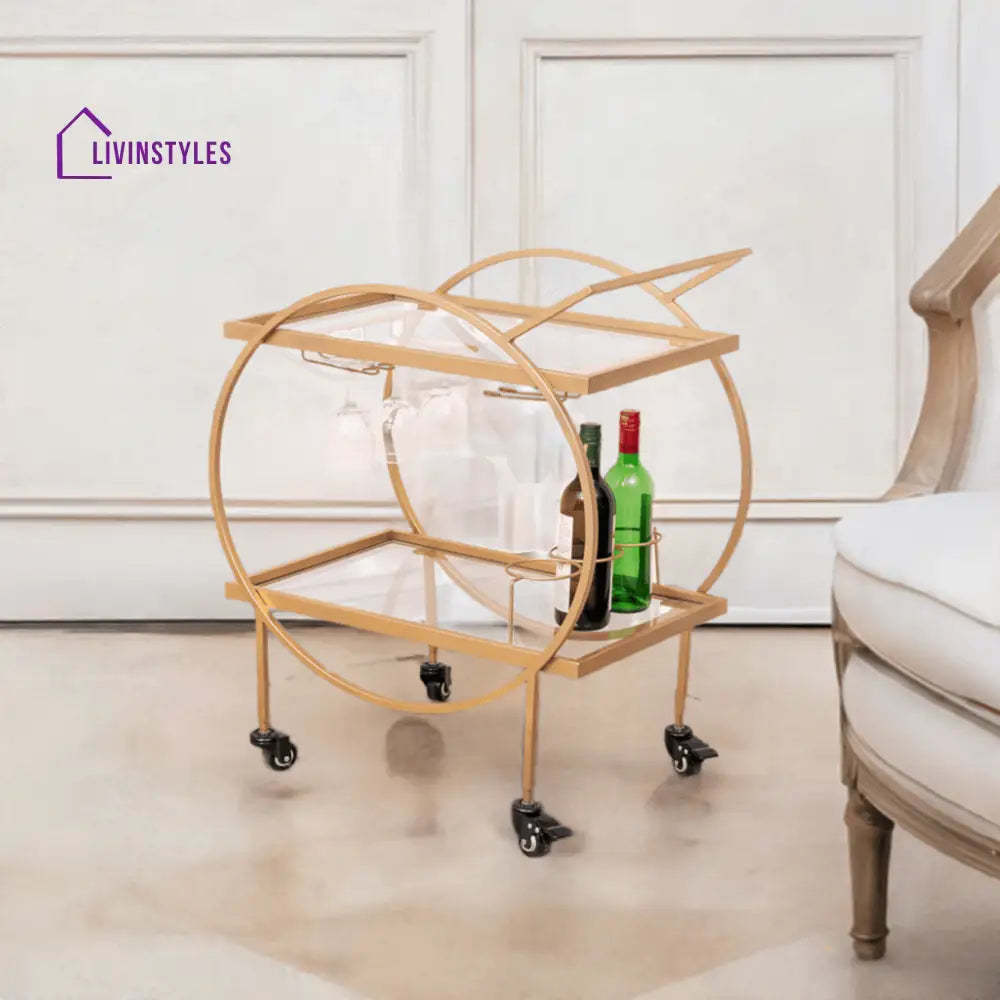 Alma 2-Tier Clear Glass Bar Trolley Trolleys