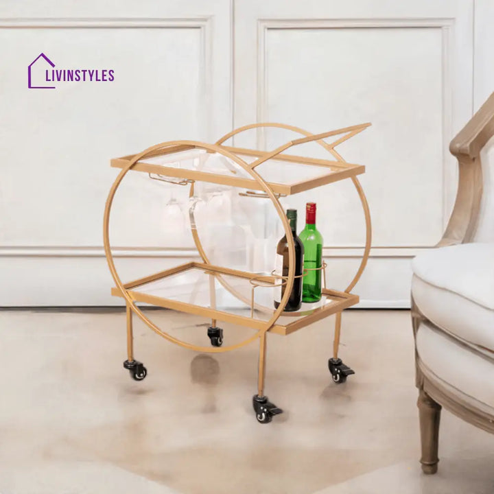 Alma 2-Tier Clear Glass Bar Trolley Trolleys