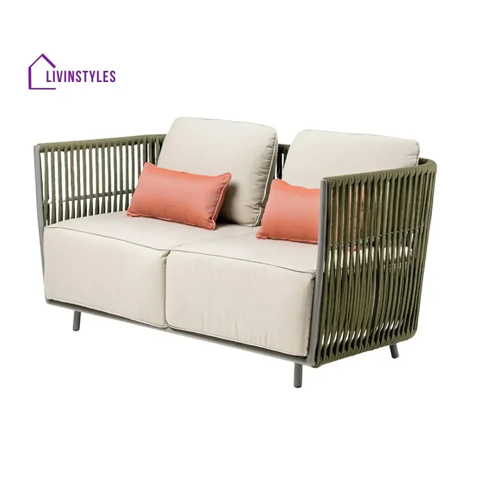 Alma All-Weather Rope 5 Seater Sofa Set With Glass Top Table - Sofa Set