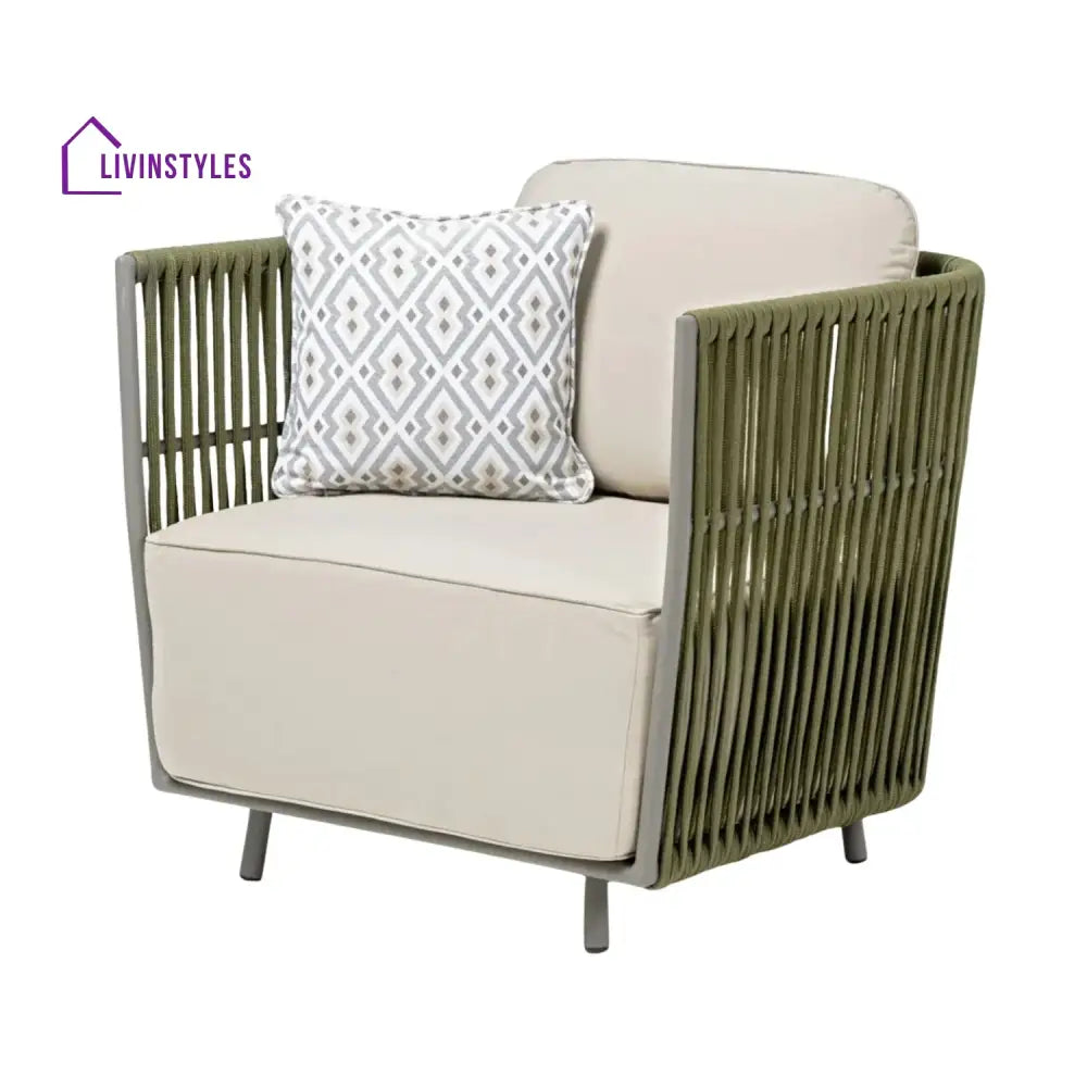 Alma All-Weather Rope 5 Seater Sofa Set With Glass Top Table - Sofa Set