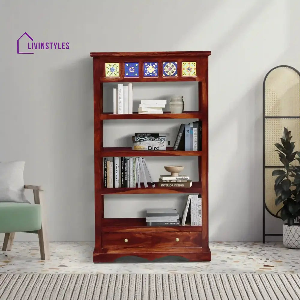 Alma Solid Sheesham Wood Book Shelf Honey Study Table