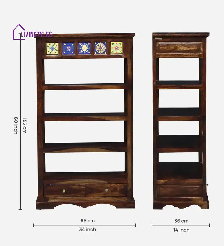 Alma Solid Sheesham Wood Book Shelf Study Table