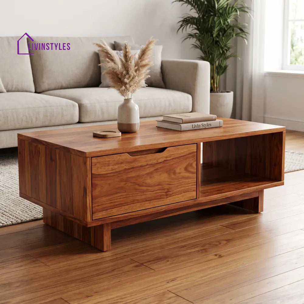Alma Wooden Coffee Table for Living Room | Tea Table | Teapoy | Center table