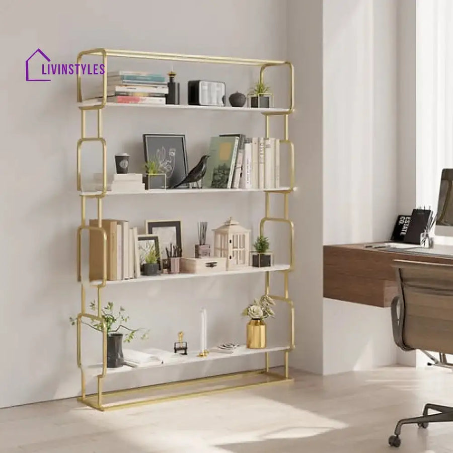 Alok Metal Bookcase in Gold