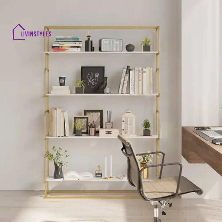 Alok Metal Bookcase in Gold