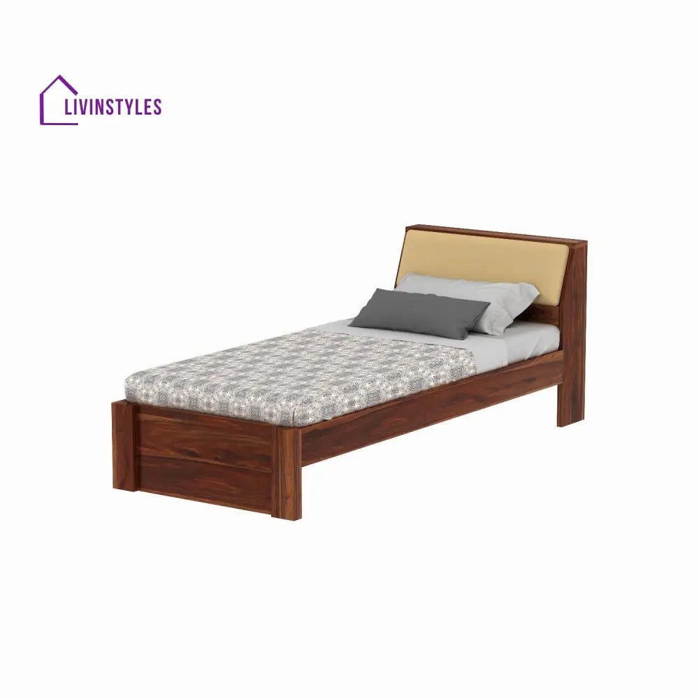 Alondra Solid Sheesham Wood Single Bed Without Storage (Natural Finish) Bed