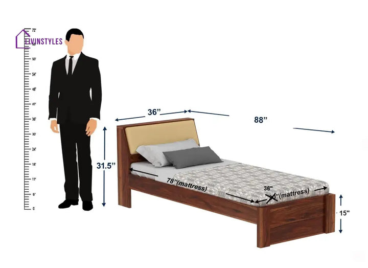 Alondra Solid Sheesham Wood Single Bed Without Storage (Natural Finish) Bed