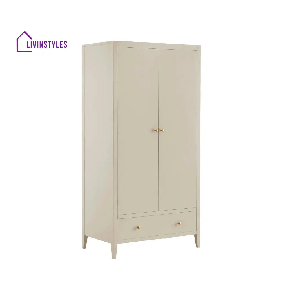Alonso 2 Door Wardrobe with Drawer - Cream Wardrobe