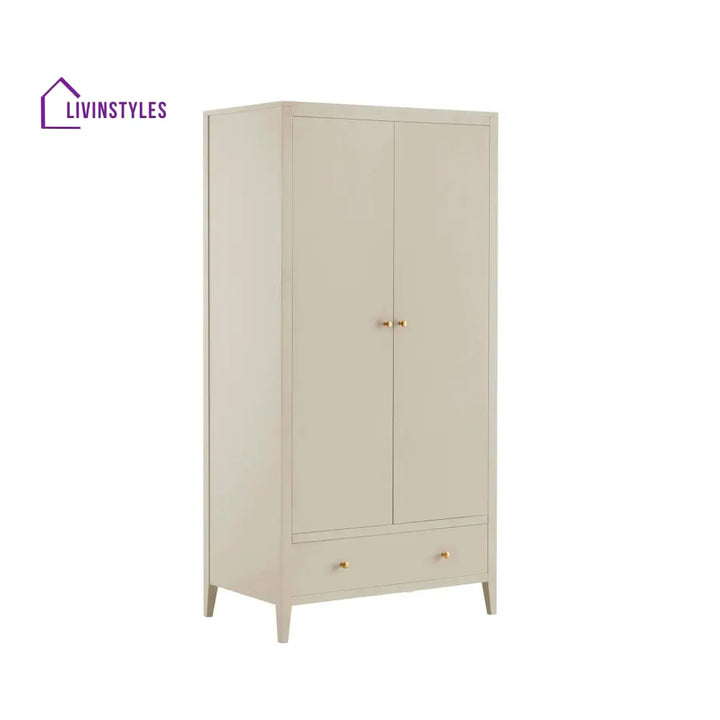 Alonso 2 Door Wardrobe with Drawer - Cream Wardrobe