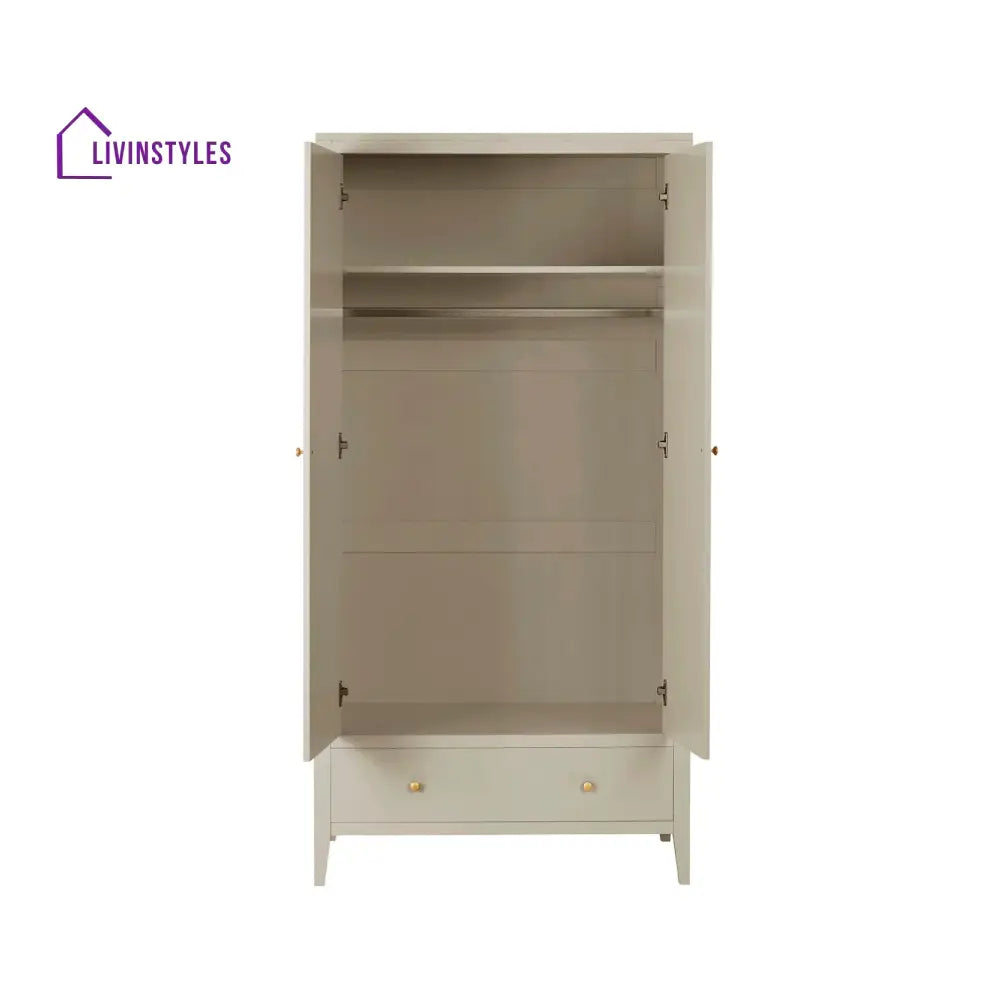 Alonso 2 Door Wardrobe with Drawer - Cream Wardrobe