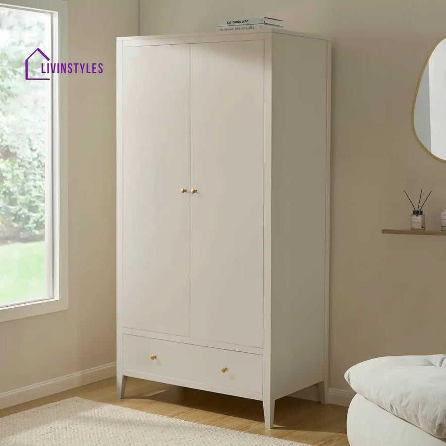 Alonso 2 Door Wardrobe with Drawer - Cream Wardrobe