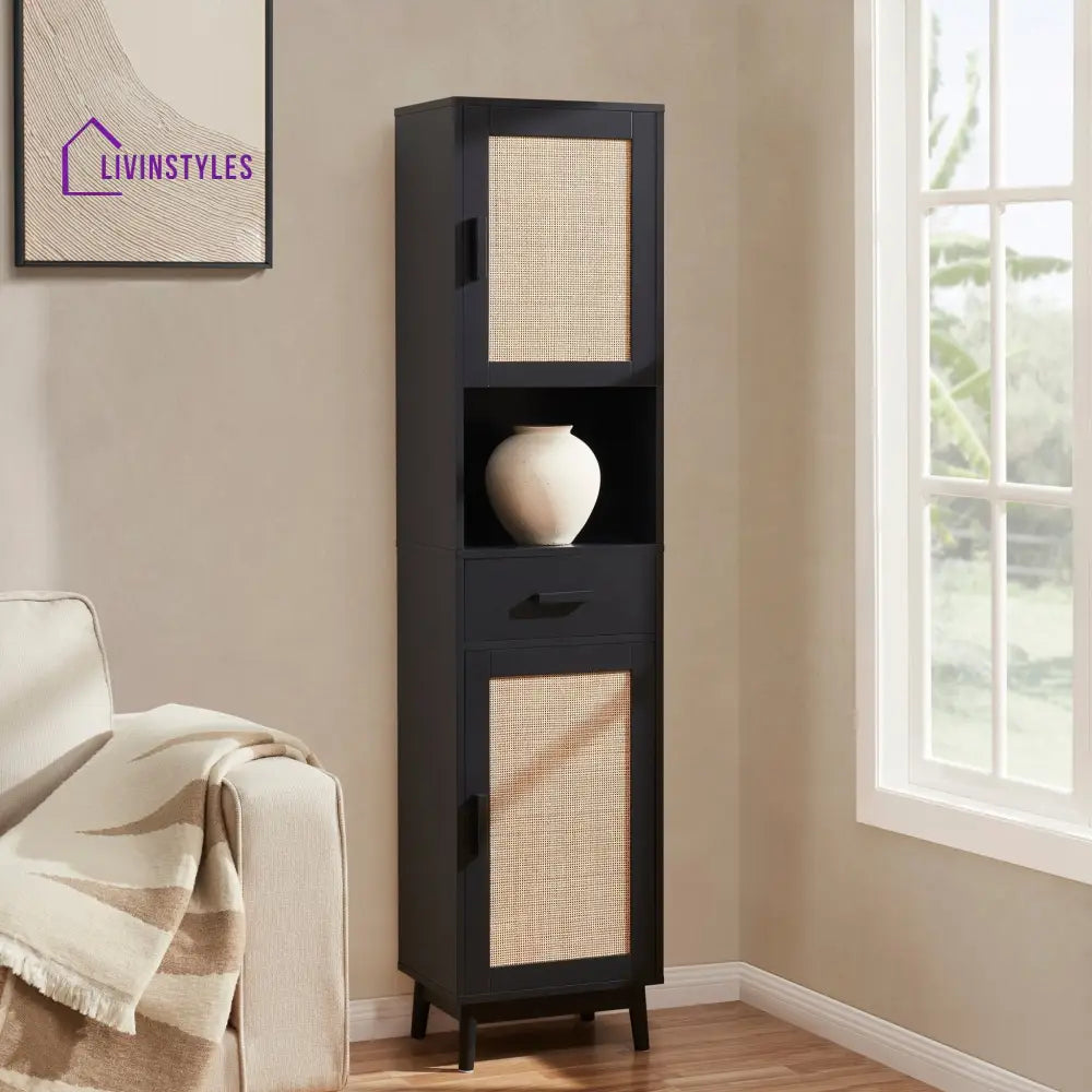 Alonso Tall Storage Unit - Black - Storage Cabinet
