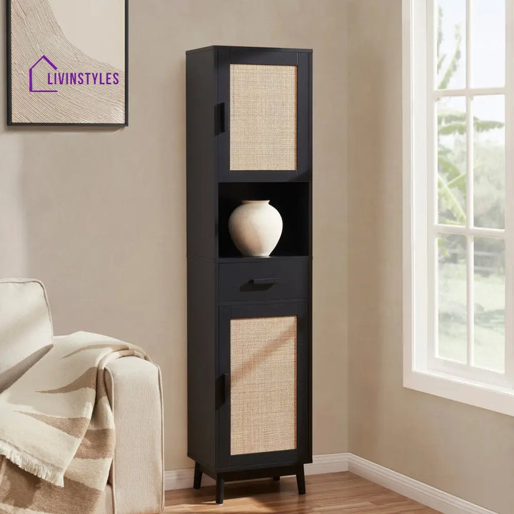 Alonso Tall Storage Unit - Black - Storage Cabinet