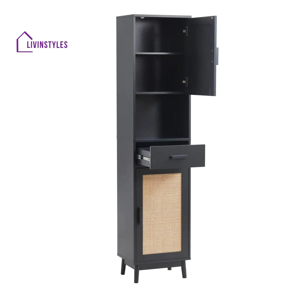 Alonso Tall Storage Unit - Black - Storage Cabinet