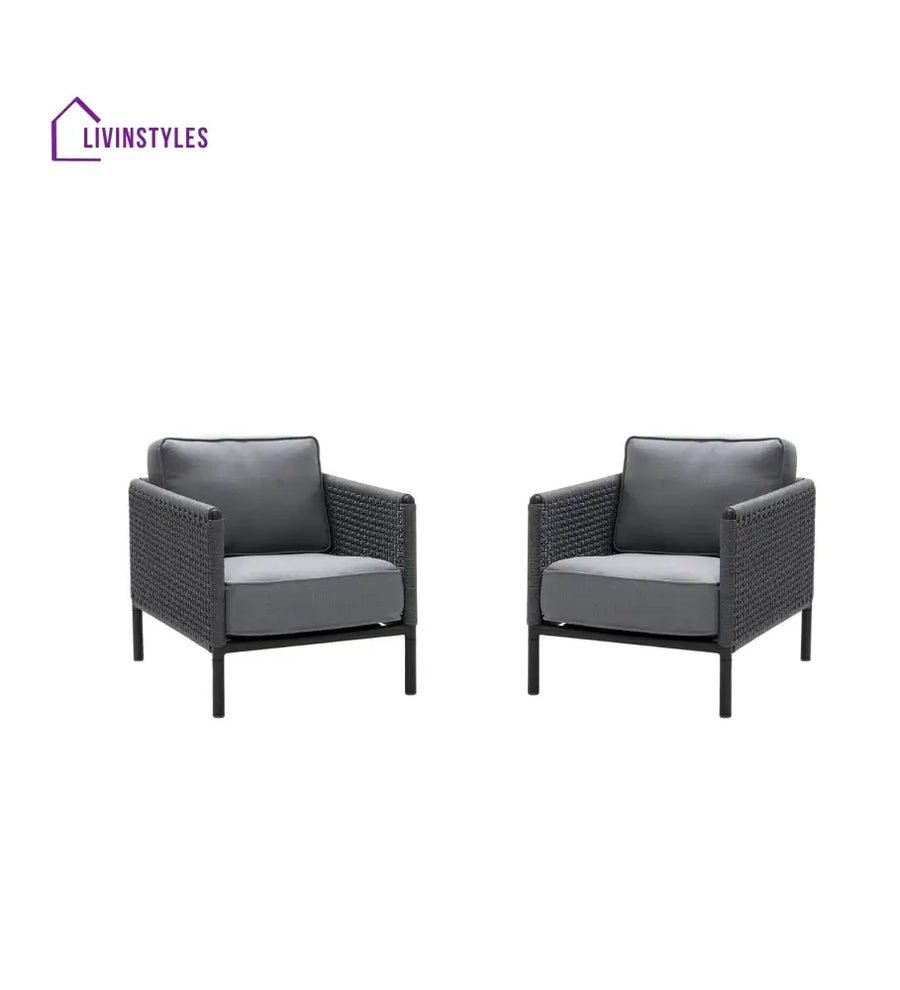 Alp Outdoor Sofa Set 2 Single seater (Grey) Braided & Rope - Sofa Sets