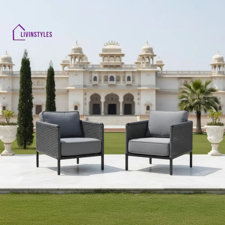 Alp Outdoor Sofa Set 2 Single seater (Grey) Braided & Rope - Sofa Sets