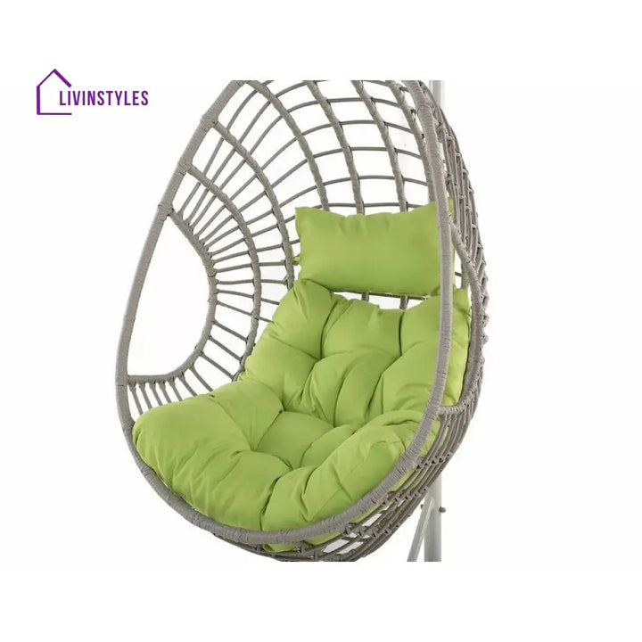Altera Single Seater Hanging Swing With Stand For Balcony Garden Swing (Silver) - Swings