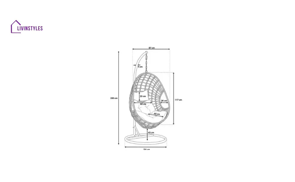 Altera Single Seater Hanging Swing With Stand For Balcony Garden Swing (Silver) - Swings