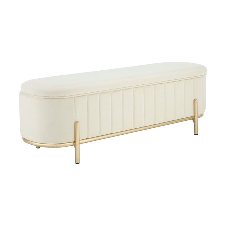 Jacinto Panelled Storage Ottoman - Ecru End of Bed Ottomans