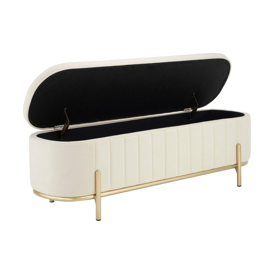 Jacinto Panelled Storage Ottoman - Ecru End of Bed Ottomans