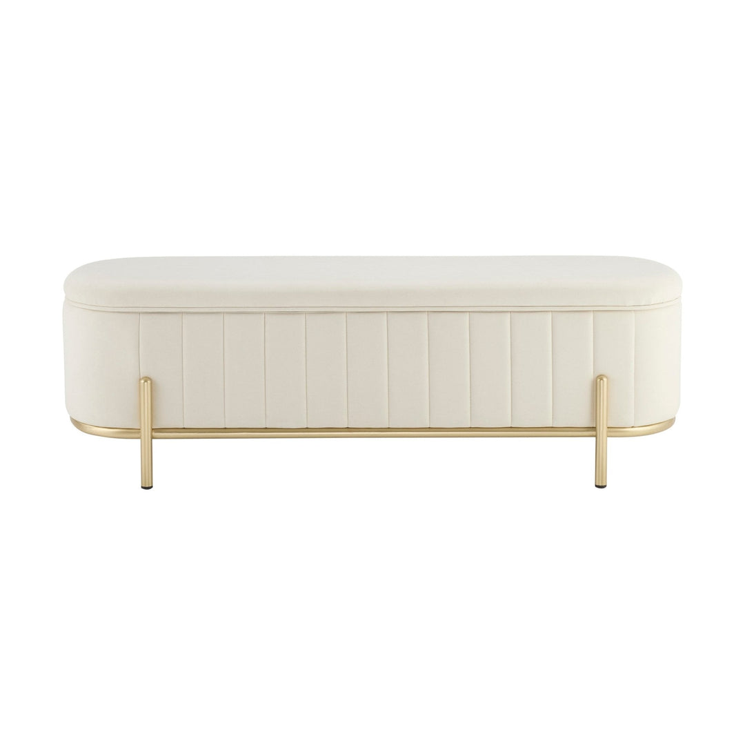 Jacinto Panelled Storage Ottoman - Ecru End of Bed Ottomans