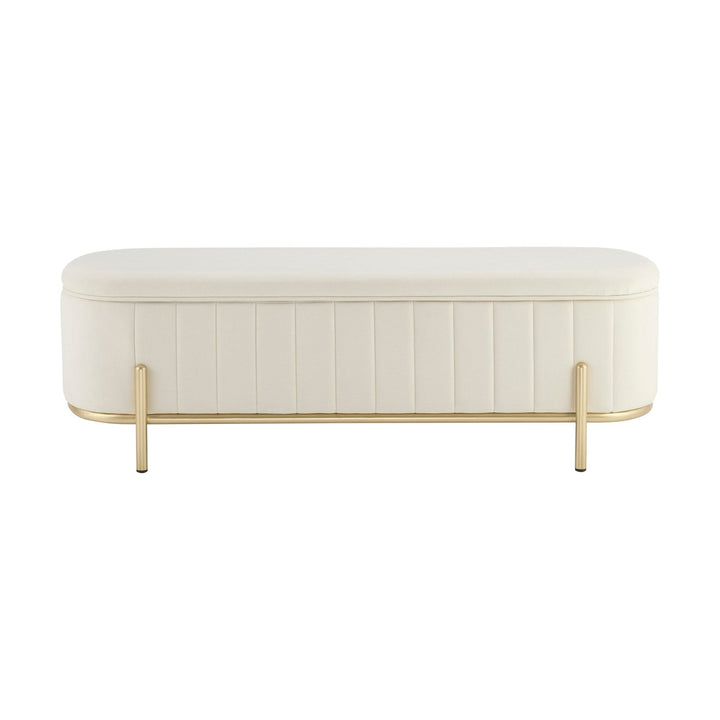 Jacinto Panelled Storage Ottoman - Ecru End of Bed Ottomans