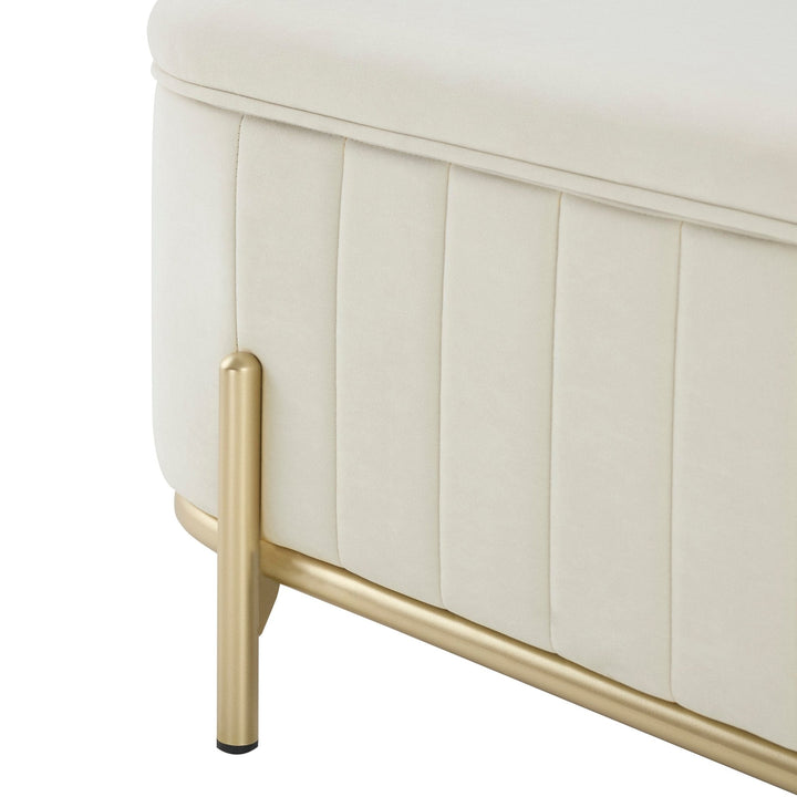 Jacinto Panelled Storage Ottoman - Ecru End of Bed Ottomans