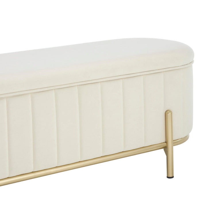 Jacinto Panelled Storage Ottoman - Ecru End of Bed Ottomans