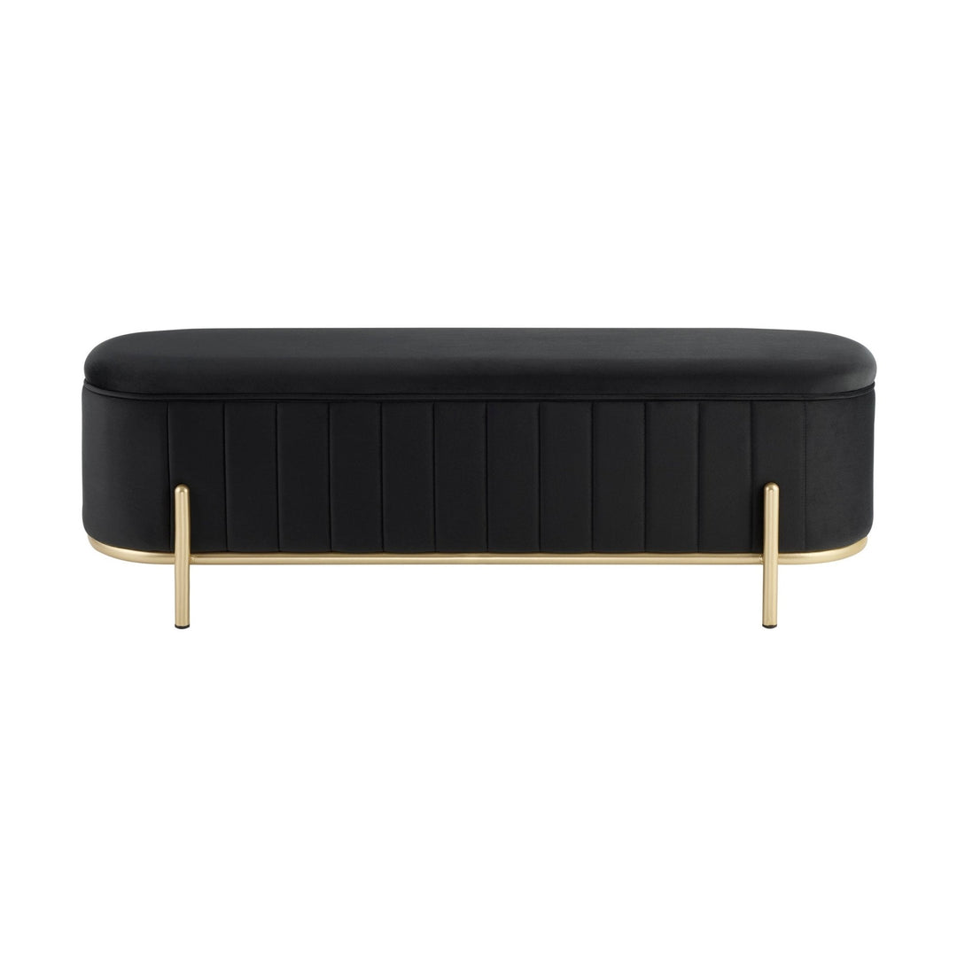 Jacinto Panelled Storage Ottoman - Black End of Bed Ottomans