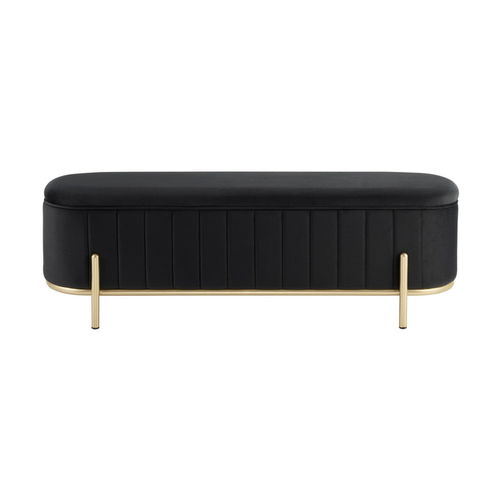 Jacinto Panelled Storage Ottoman - Black End of Bed Ottomans