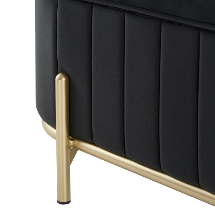 Jacinto Panelled Storage Ottoman - Black End of Bed Ottomans