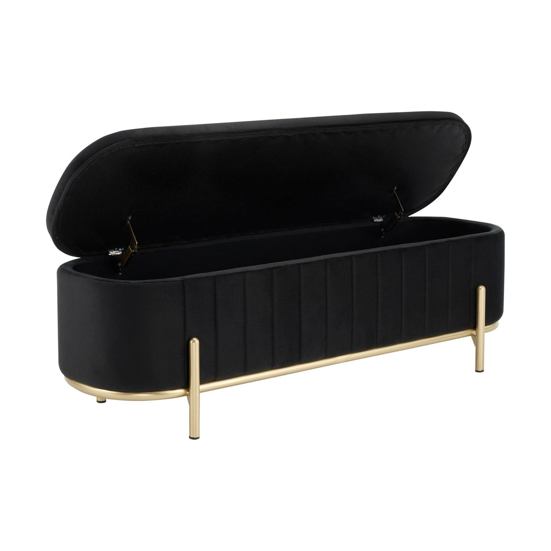 Jacinto Panelled Storage Ottoman - Black End of Bed Ottomans