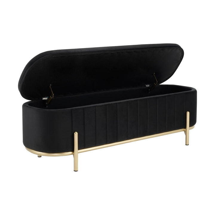 Jacinto Panelled Storage Ottoman - Black End of Bed Ottomans