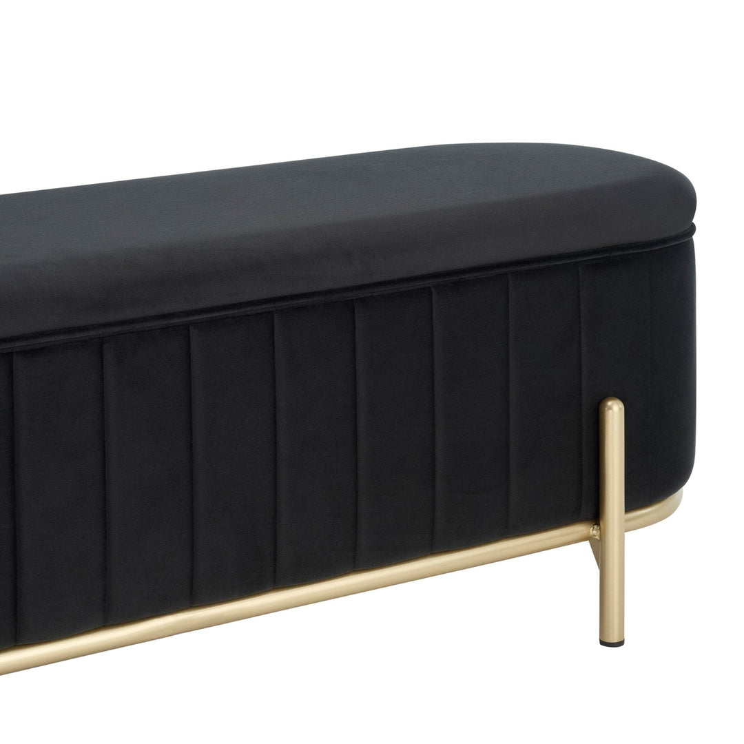 Jacinto Panelled Storage Ottoman - Black End of Bed Ottomans