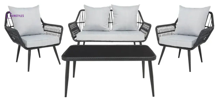 Alveré Outdoor Sofa Set 2 Seater 2 Single seater and 1 Center Table - Black - Sofa Sets