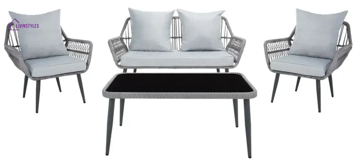 Alveré Outdoor Sofa Set 2 Seater 2 Single seater and 1 Center Table - Light Grey - Sofa Sets