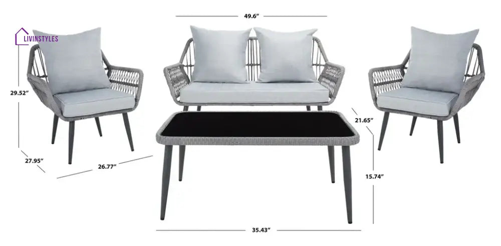 Alveré Outdoor Sofa Set 2 Seater 2 Single seater and 1 Center Table - Sofa Sets