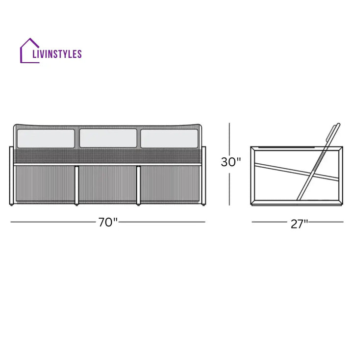 Alvery Outdoor Sofa Set 3 Seater 2 Single seater 1 side table and 1 Center Table (Grey + Black) - Sofa Sets