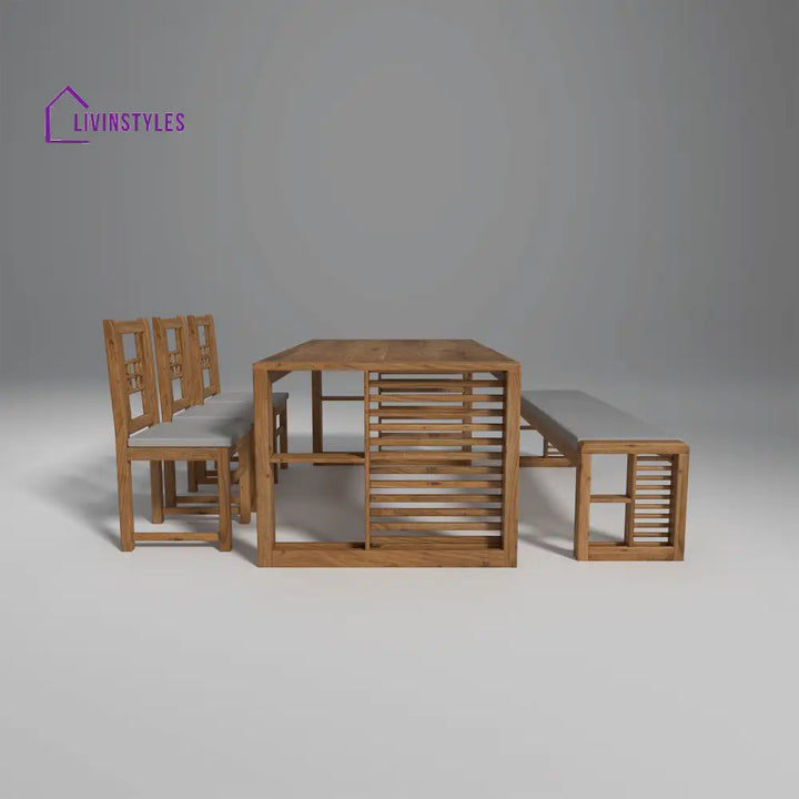 Alyona Acacia Wood Dining Set with Natural Finish table