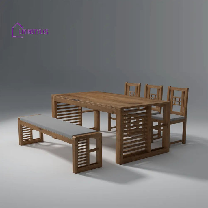 Alyona Acacia Wood Dining Set with Natural Finish table