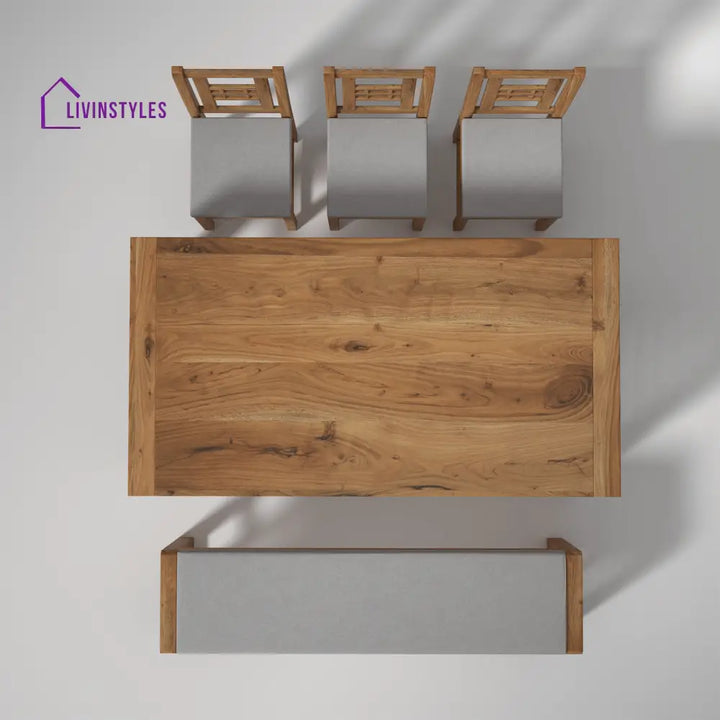 Alyona Acacia Wood Dining Set with Natural Finish table