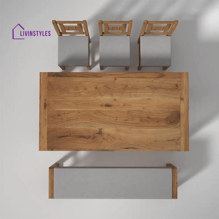 Alyona Acacia Wood Dining Set with Natural Finish table