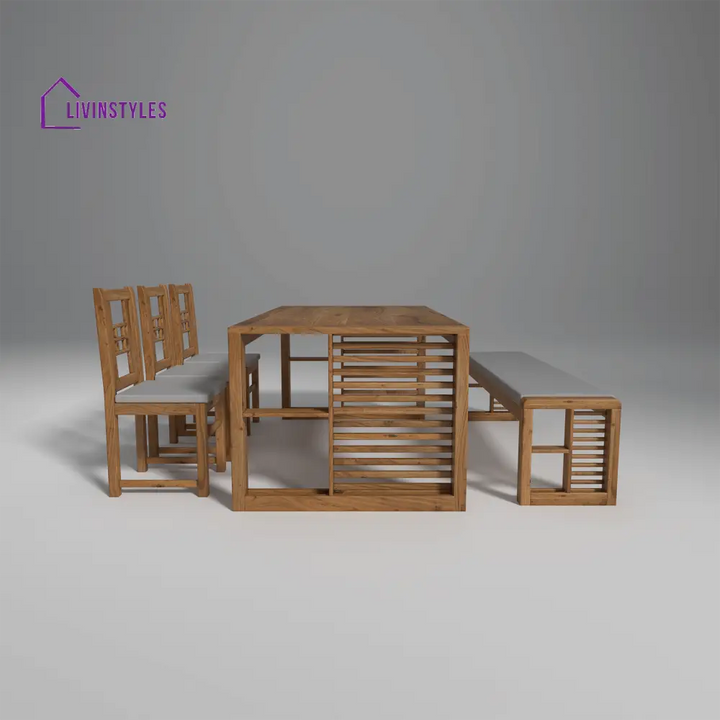 Alyona Acacia Wood Dining Set with Natural Finish table