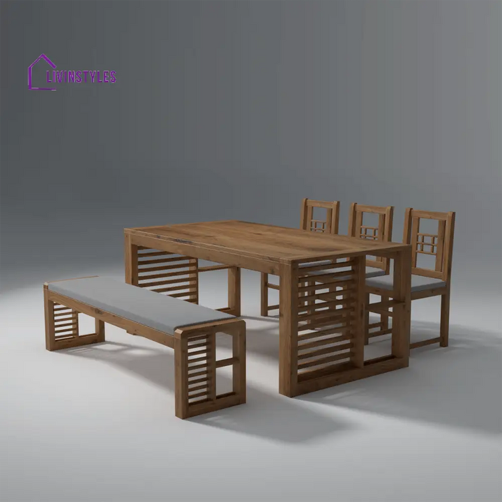 Alyona Acacia Wood Dining Set with Natural Finish table