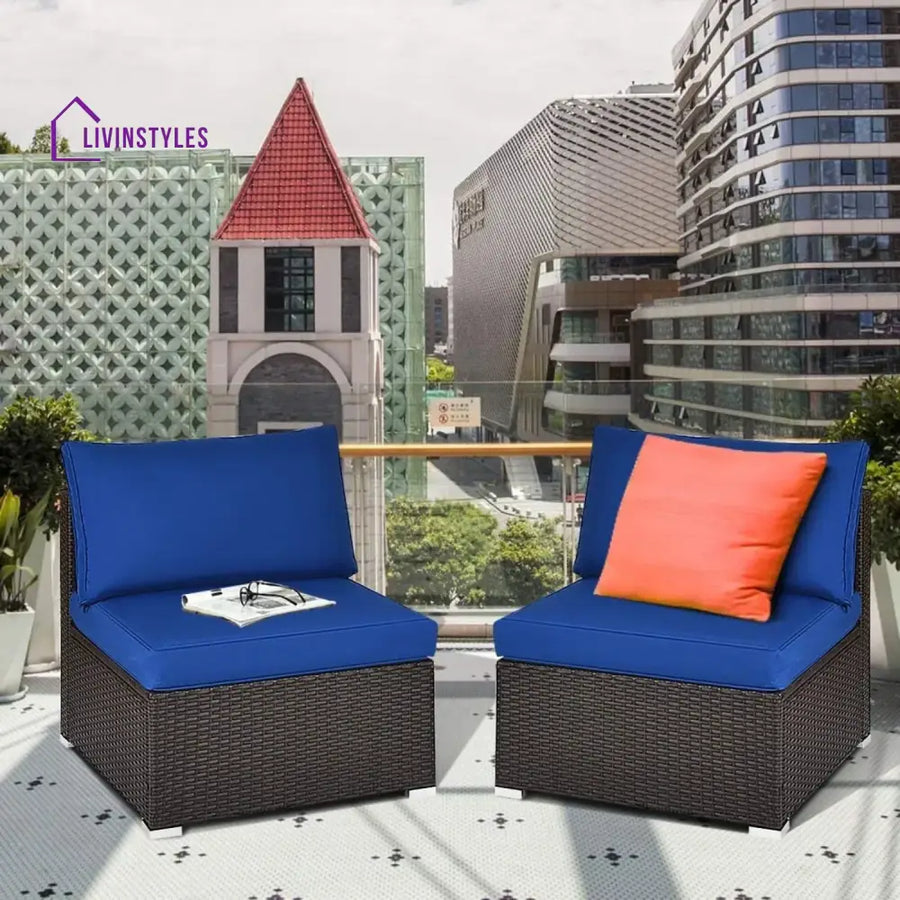 Ama 2-Piece Outdoor Wicker Armless Sofa - Sofa Set