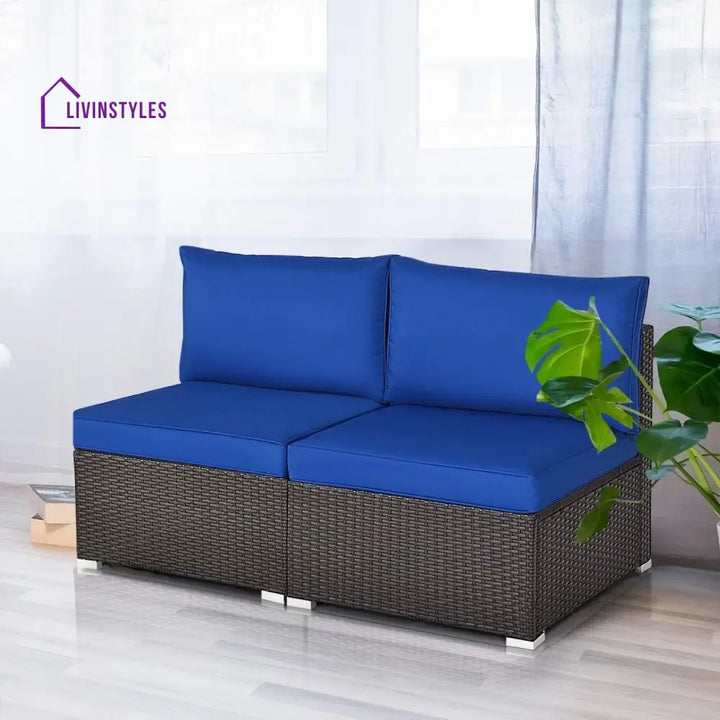 Ama 2-Piece Outdoor Wicker Armless Sofa - Sofa Set