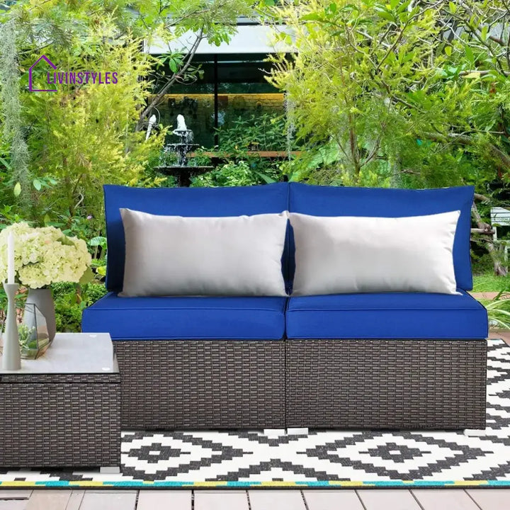 Ama 2-Piece Outdoor Wicker Armless Sofa - Sofa Set