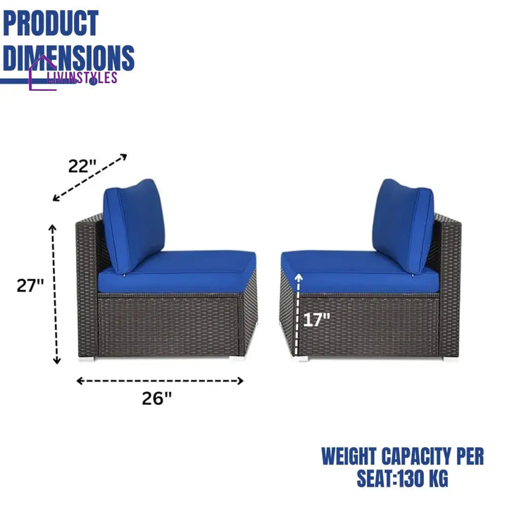 Ama 2-Piece Outdoor Wicker Armless Sofa - Sofa Set